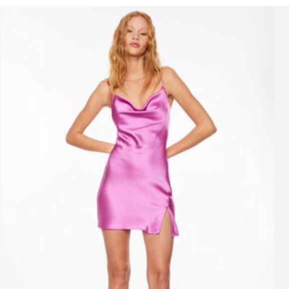 Dynamite pink satin dress size small - Picture 2 of 3